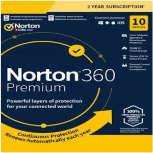 Norton 360 Premium + 75 GB Cloud Storage (10 Devices, 1 Year) - Symantec Key - UNITED STATES