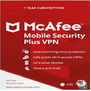 McAfee Mobile Security Plus VPN (1 Device, 1 Year) - McAfee Key